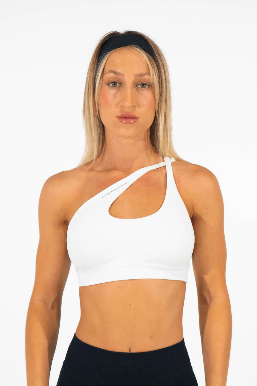 Club Athletica Flex Asymmetric Sports Bra White - Image 4