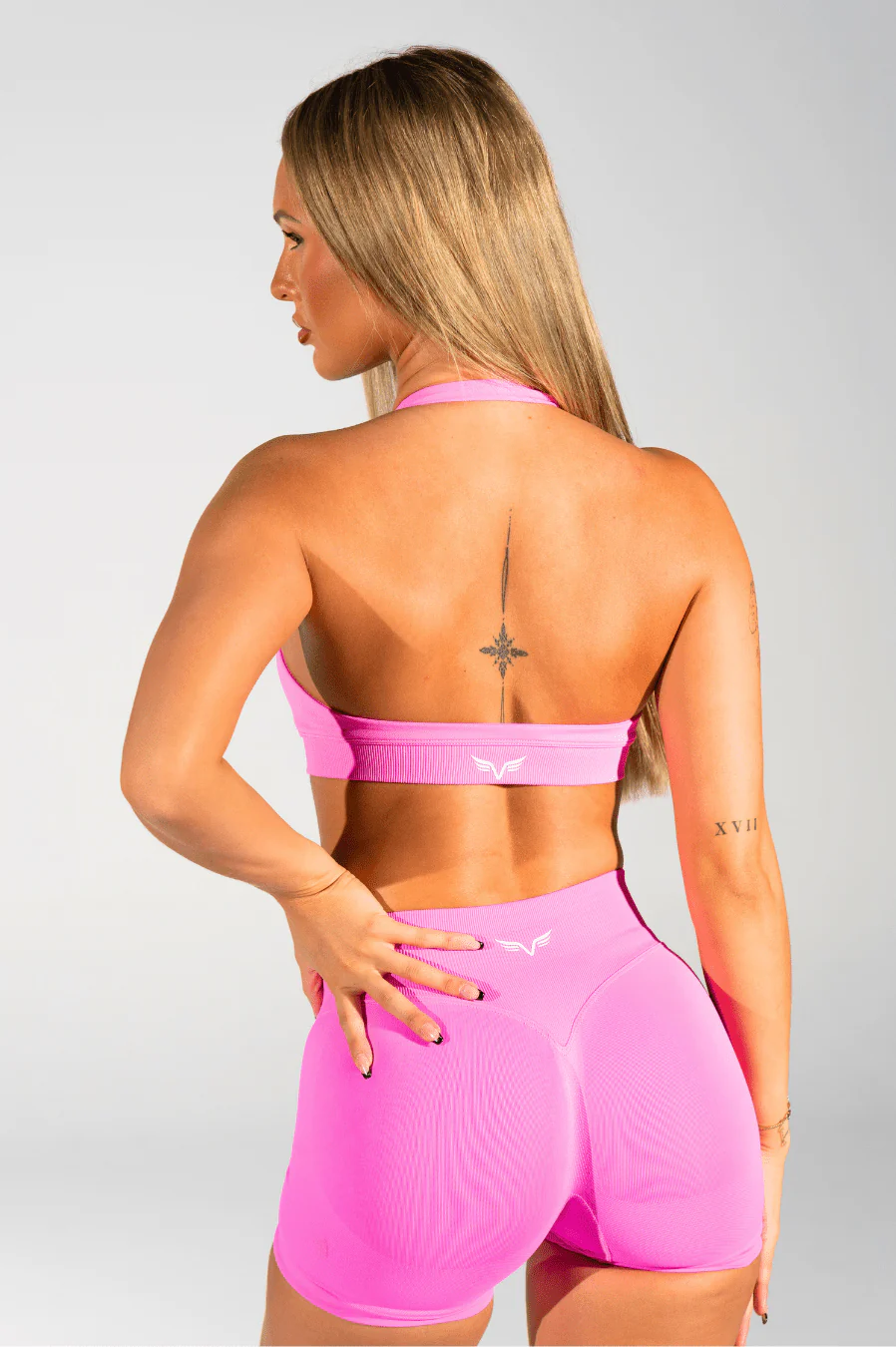 Club Athletica Flex Seamless Halter Sports Bra Power Pink - Image 3