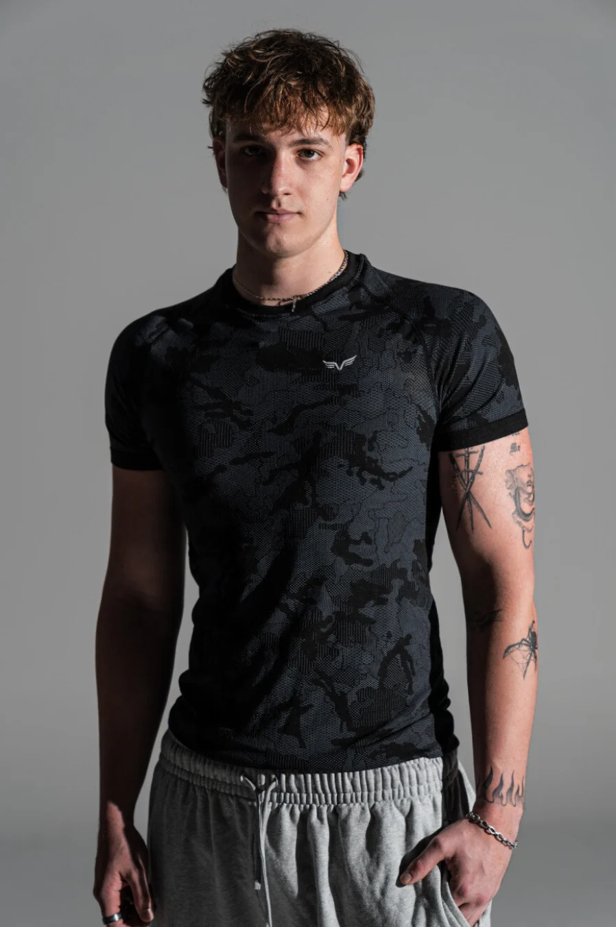 Mens Camo Black Tree Compression Tee - Image 3