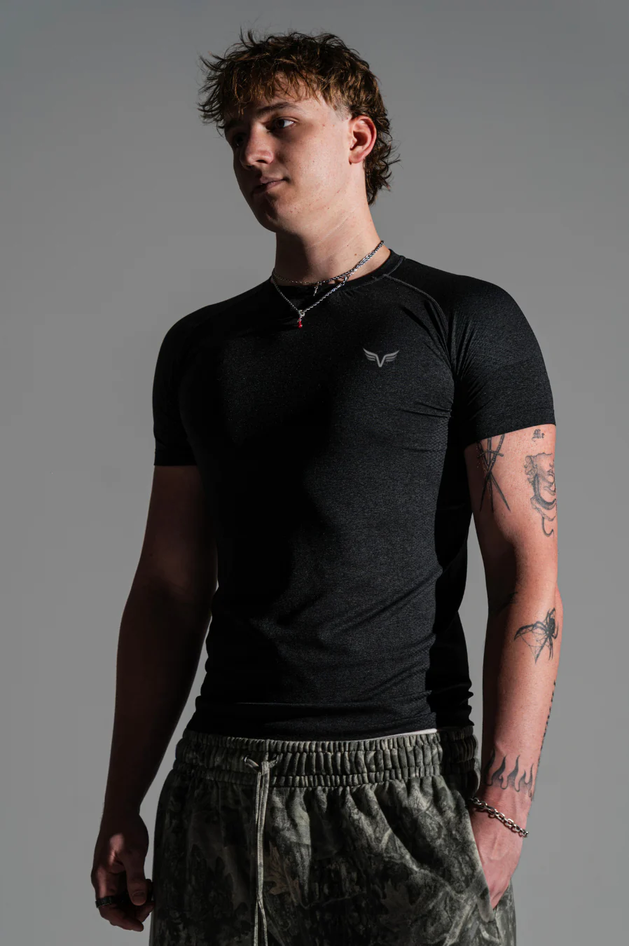 Mens Core Compression Tee Marl Black - Image 6