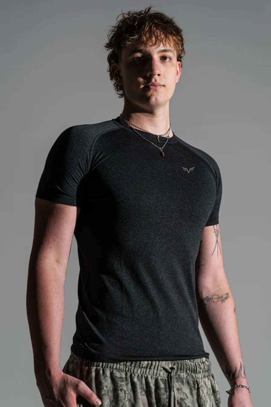 Mens Core Compression Tee Marl Black - Image 7