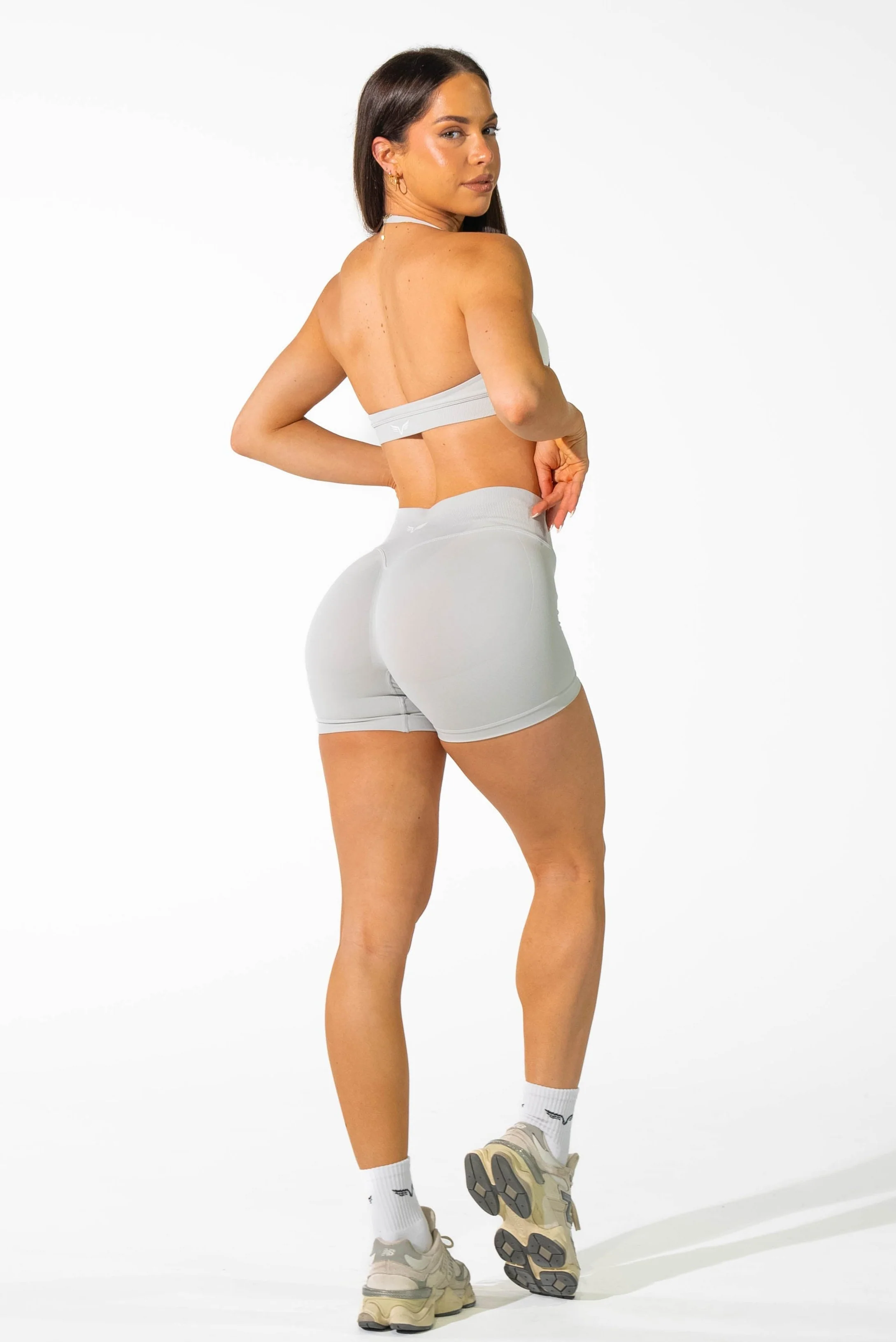 Club Athletica Flex Seamless Halter Sports Bra Cloud Grey - Image 4