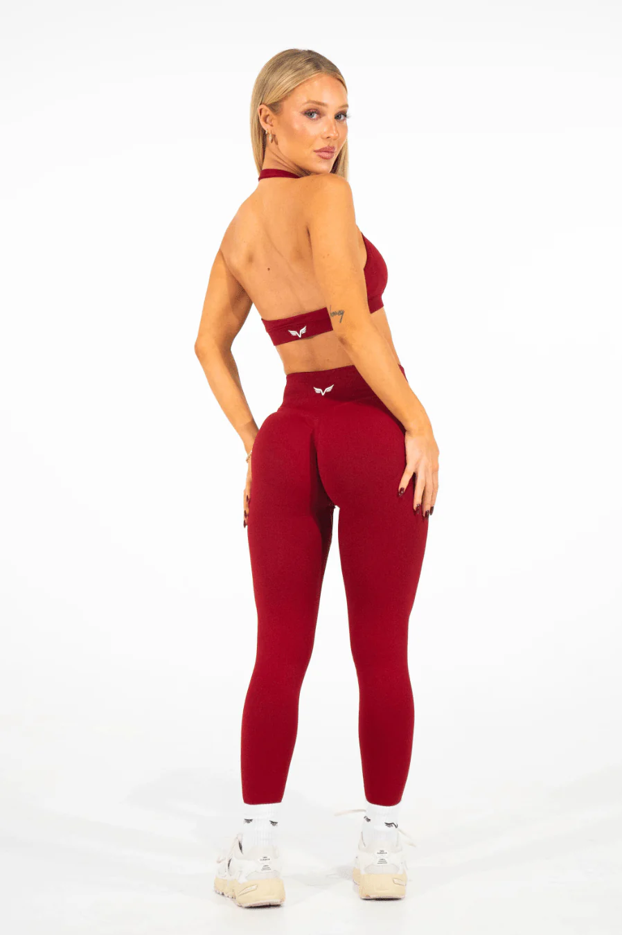 Club Athletica Flex Seamless Halter Sports Bra Red - Image 3