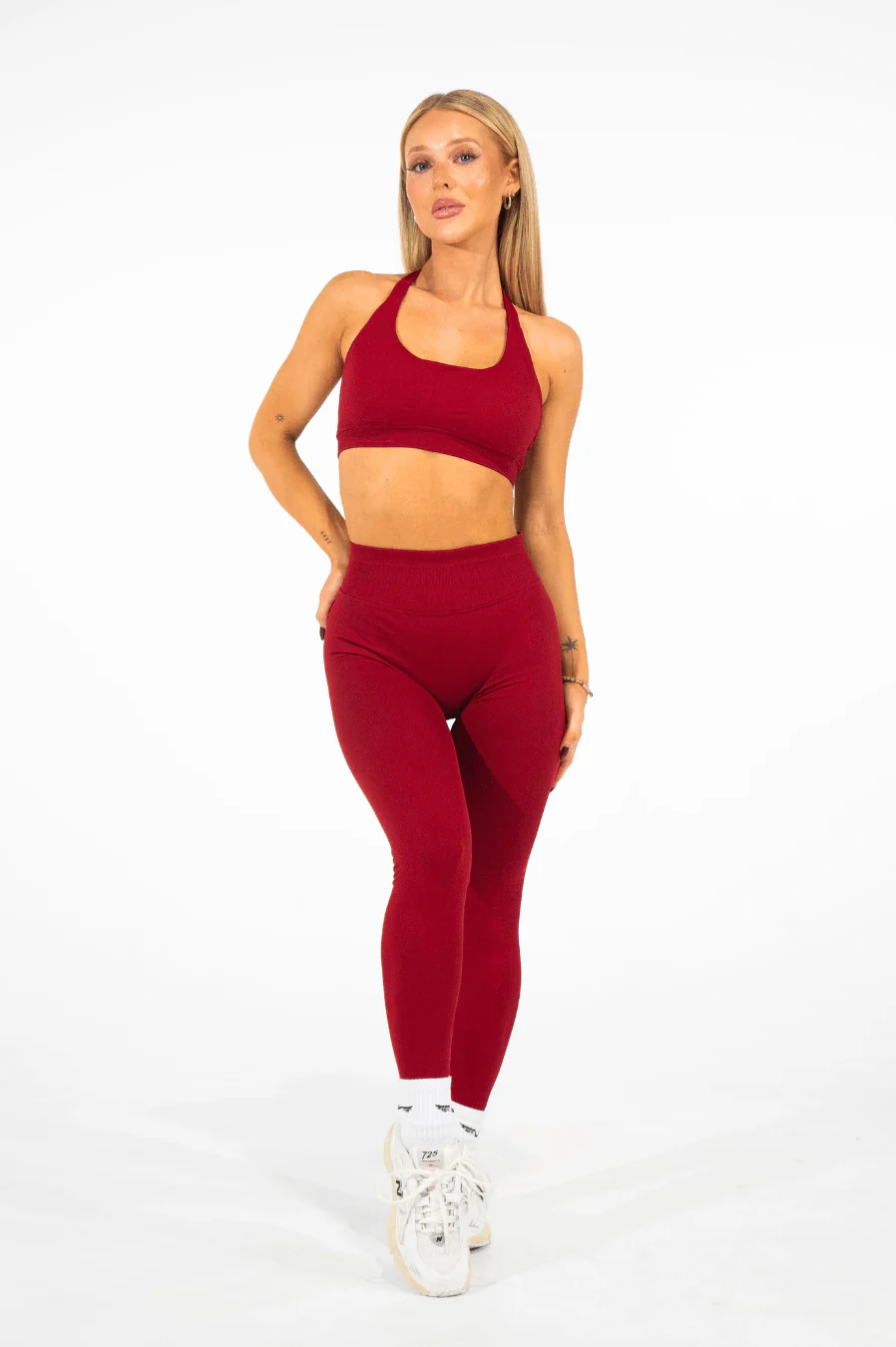 Club Athletica Flex Seamless Halter Sports Bra Red - Image 5