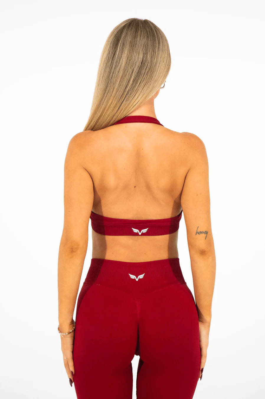 Club Athletica Flex Seamless Halter Sports Bra Red - Image 6