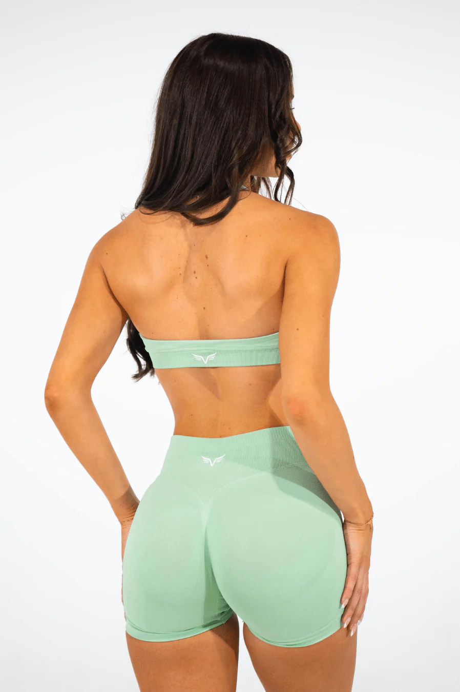 Club Athletica Flex Seamless Halter Sports Bra Light Green - Image 5
