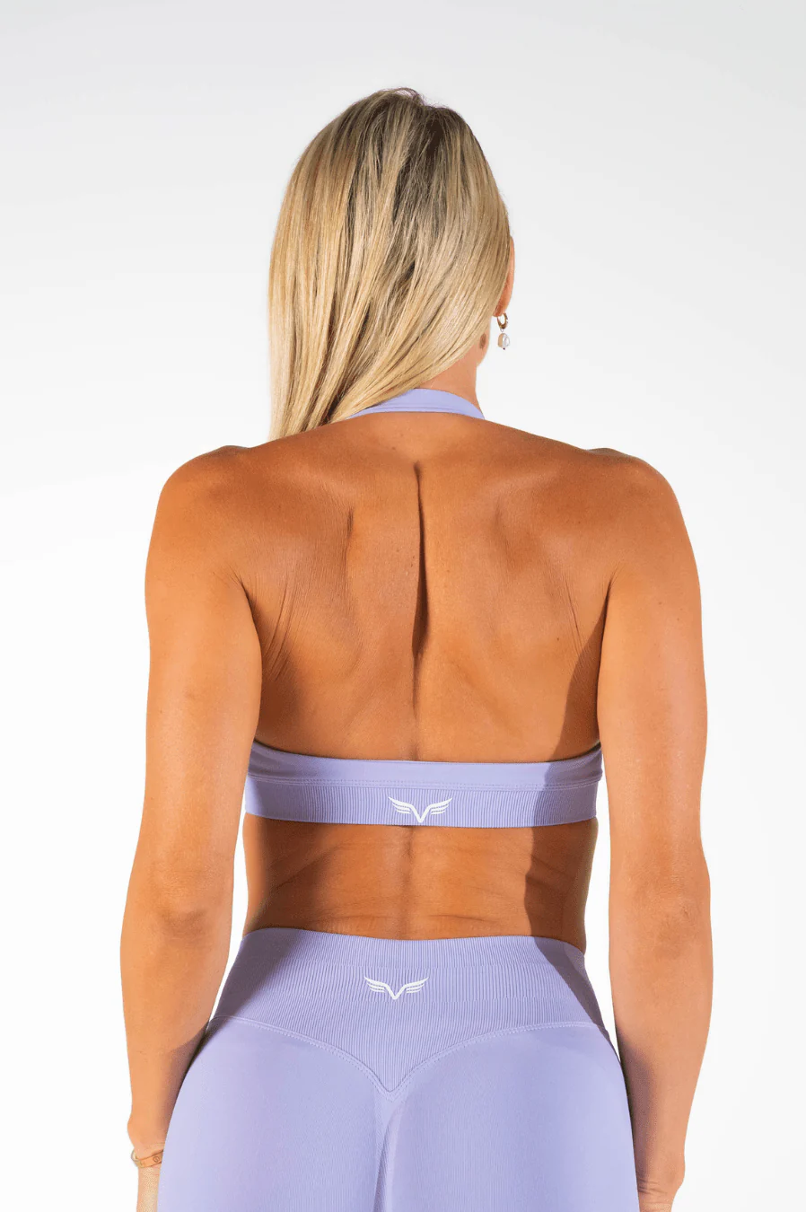 Club Athletica Flex Seamless Halter Sports Bra Light Purple - Image 6