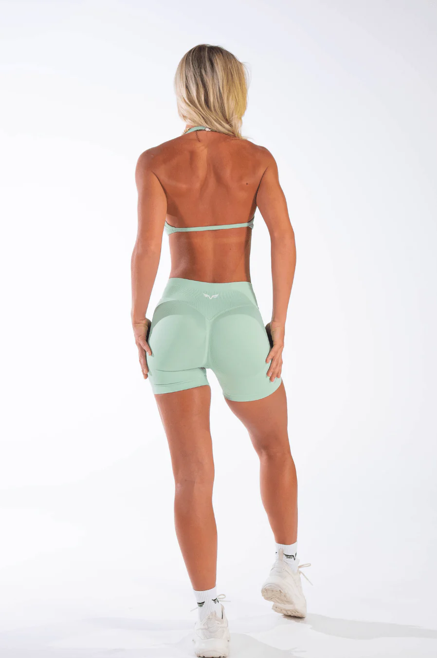 Club Athletica Flex Seamless Ruched Crop Top Light Green - Image 5