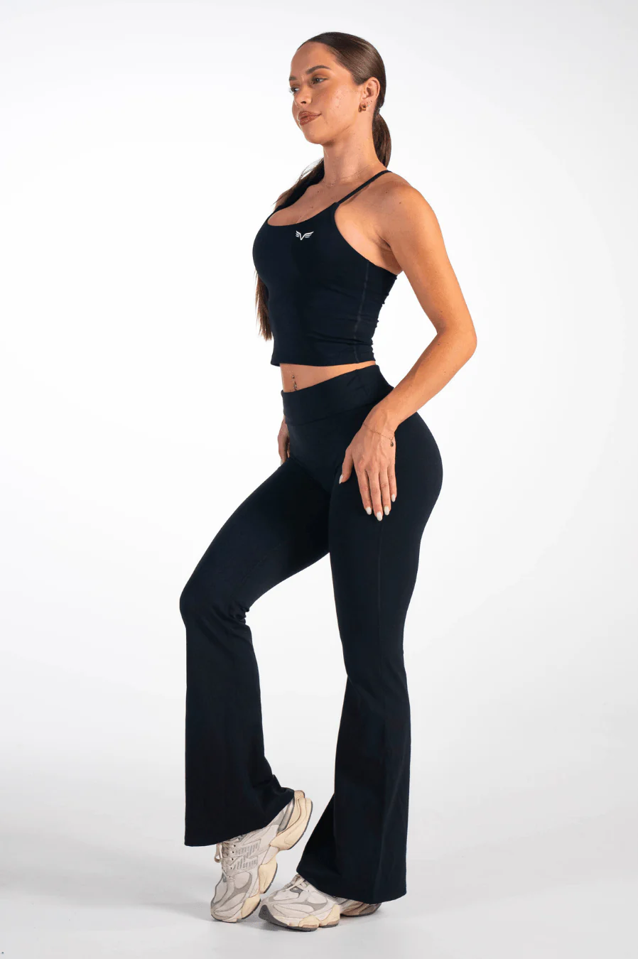 Classy Fold-Over Waistband Flare Leggings - Image 6